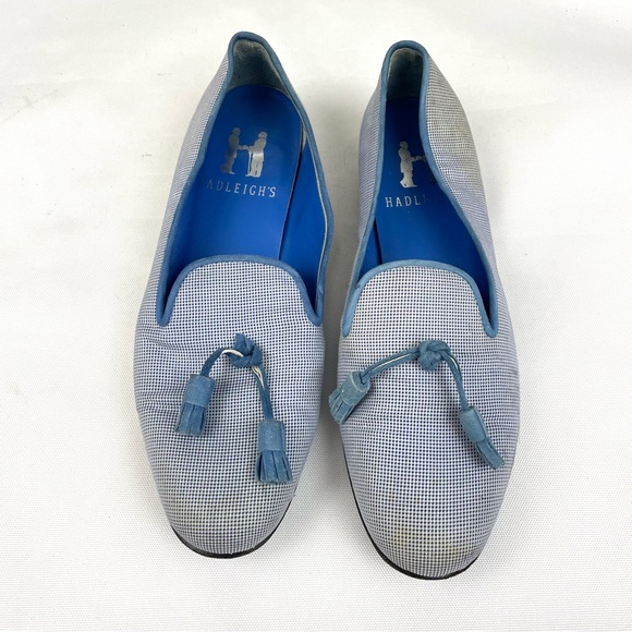 Hadleigh's Blue White Tassel Detail Loafers * STAINED * 36.5 US 6.5 - Picture 2 of 7